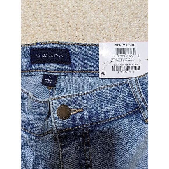 NWT Charter Club Women's Blue Light Washed A-Line Denim Shirt Size 10 - Picture 2 of 6